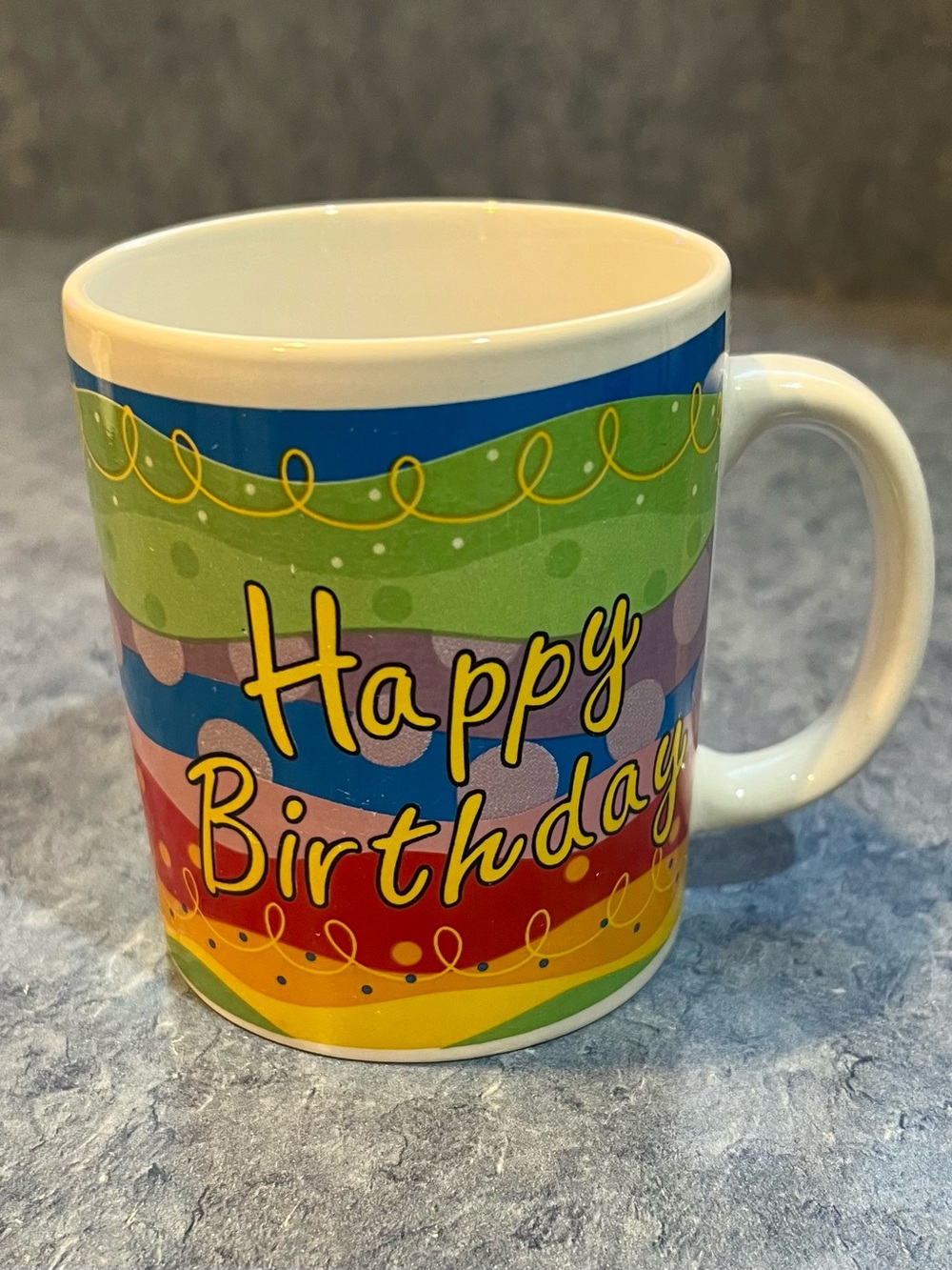 Happy Birthday Colorful Ceramic Mug - Multicolor